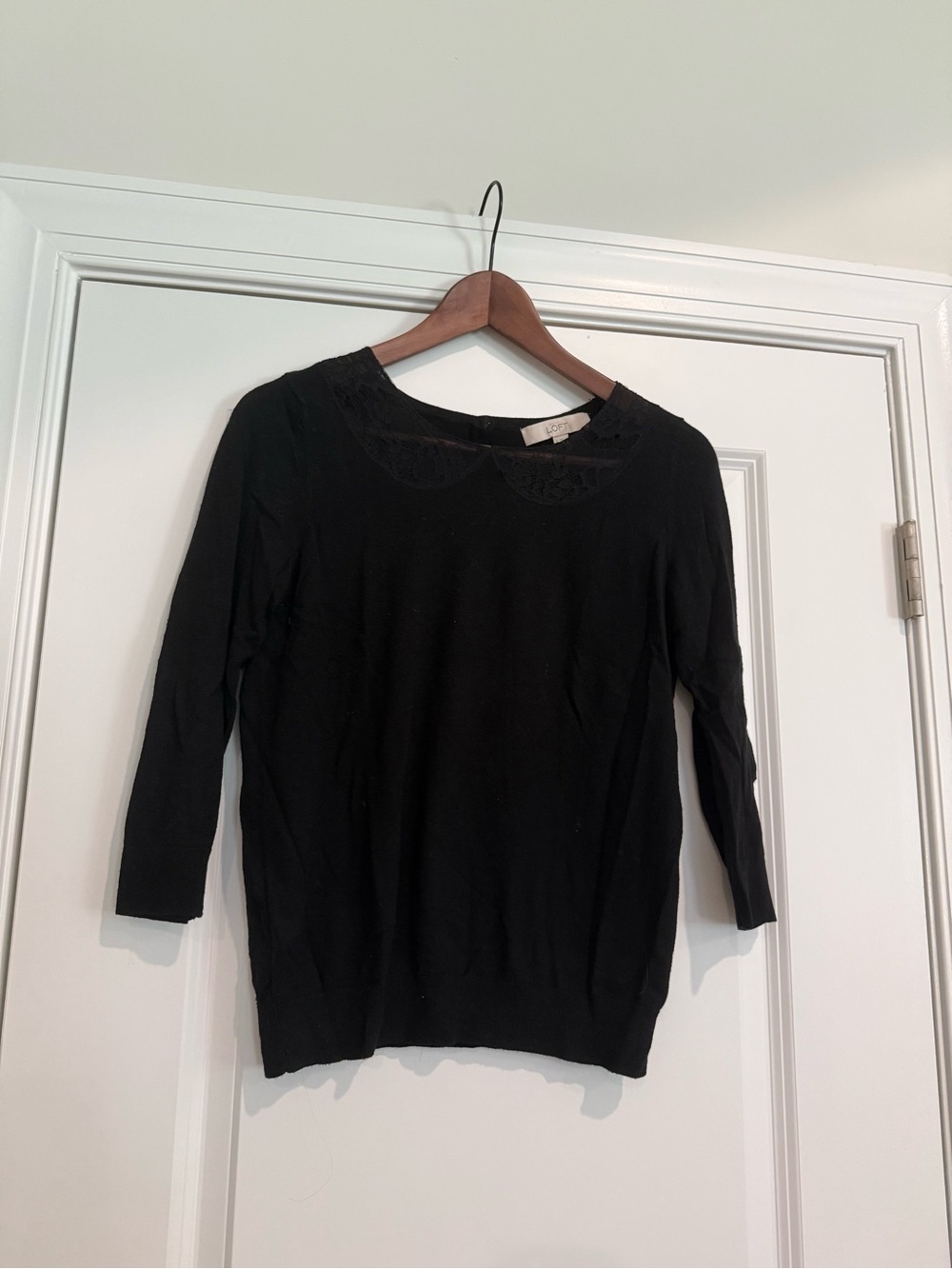 LOFT Black Lace Peter Pan Collar Sweater